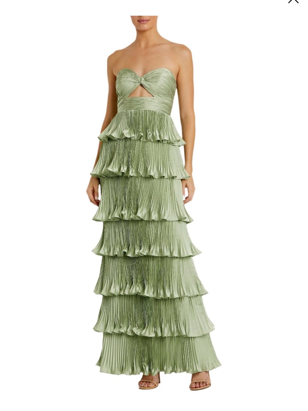 Mac Duggal Pleated Sage Size 8 Dress